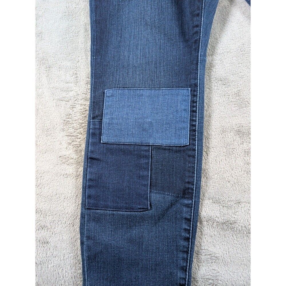 Martha Stewart Jeans Womens 10P Petite Skinny Ankle Blue Stretch Knee Patch - Picture 6 of 15